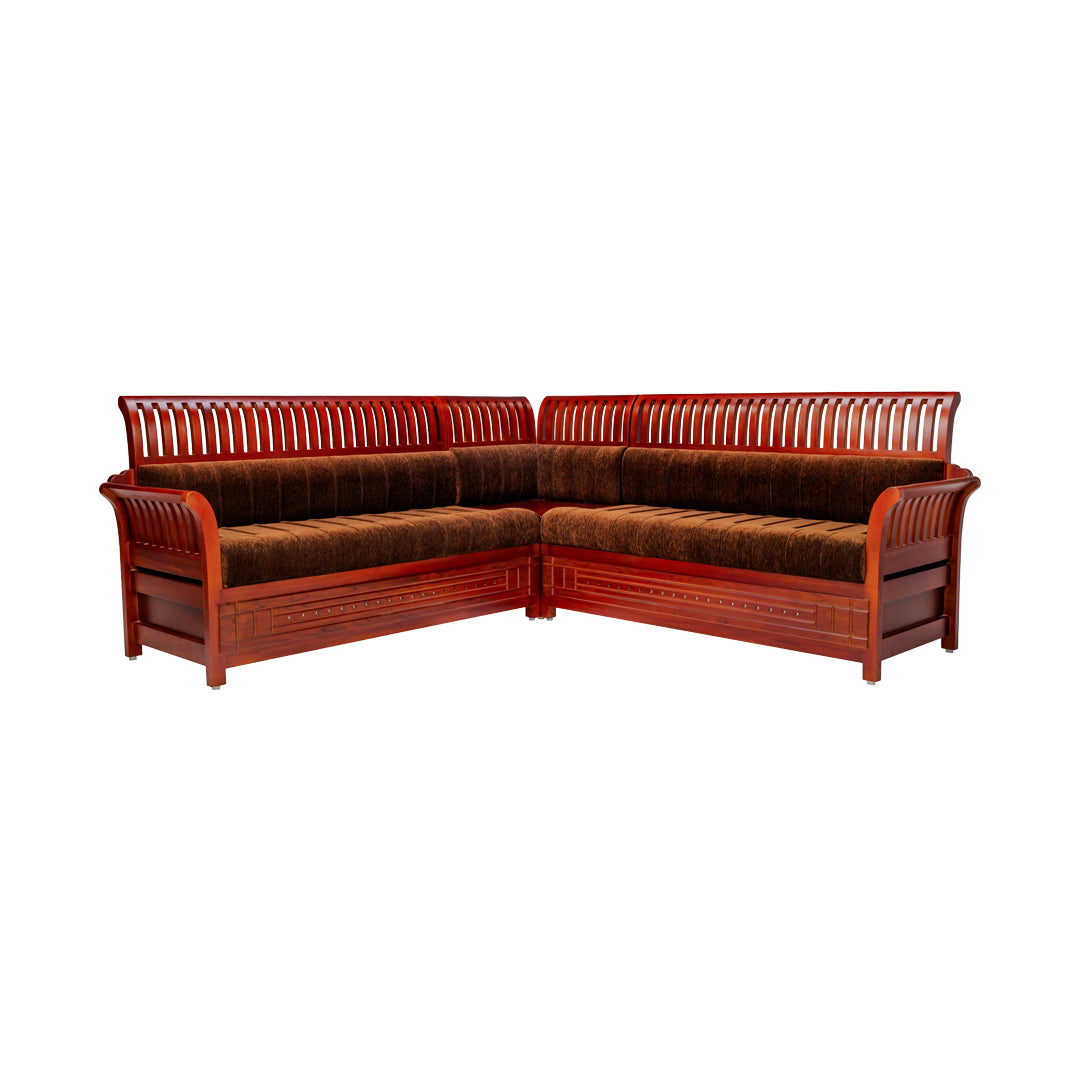 Orlando Regal Wooden Sofa - Corner Set - Honey Finish_1