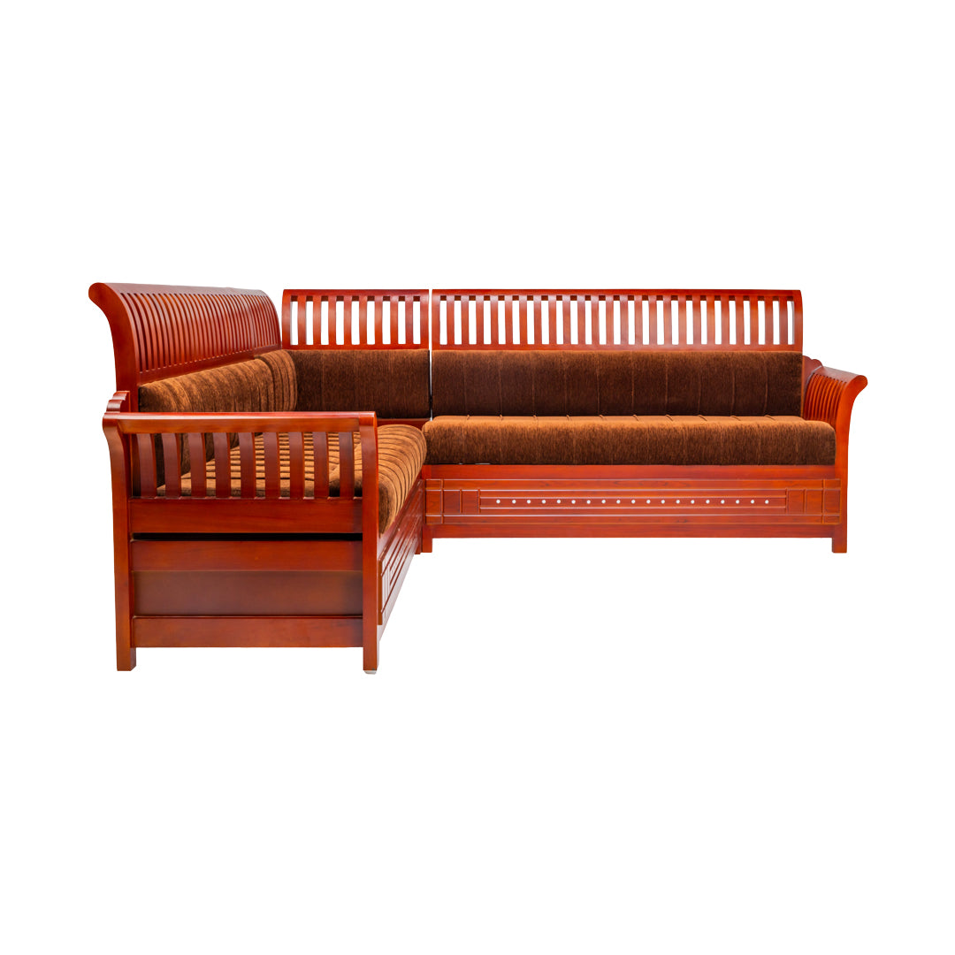 Orlando Regal Wooden Sofa - Corner Set - Honey Finish_2