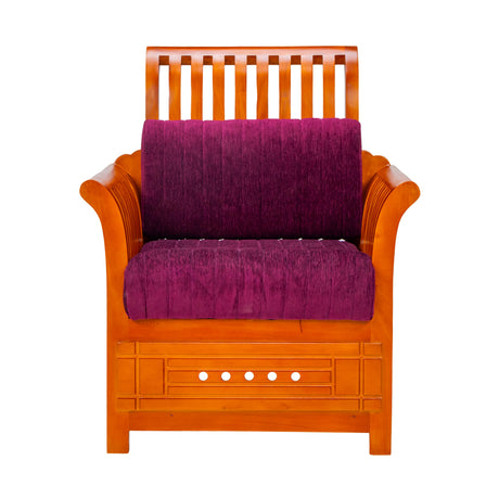 Orlando Regal Wooden Sofa 1-Seater - Teak Finish_2