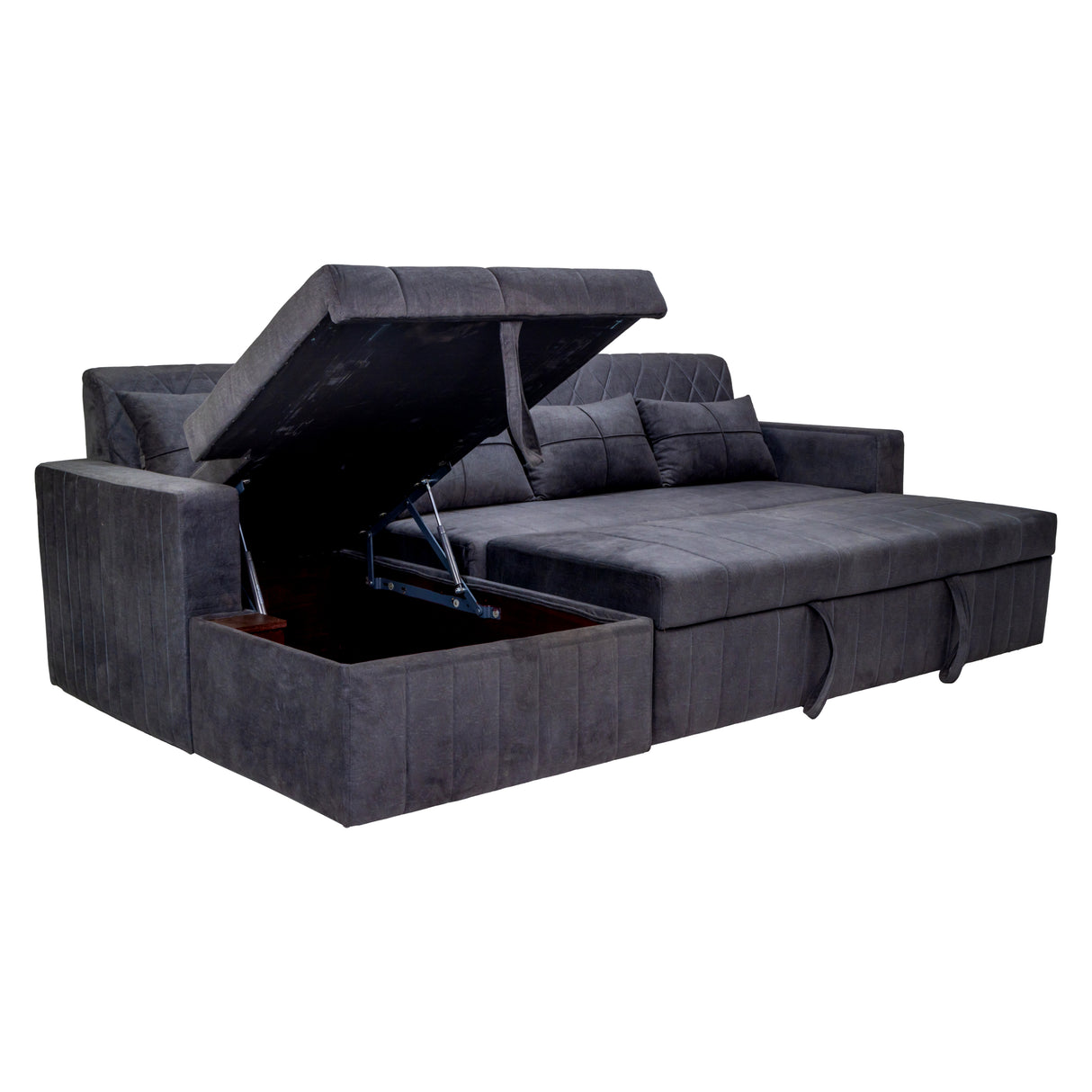 Oslo Pro Modern Fabric Sofa Cum Bed - Dark Grey
