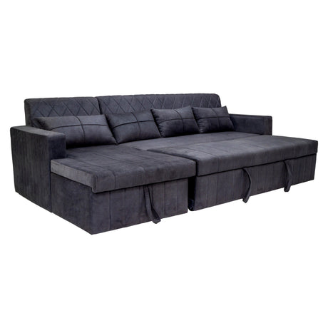 Oslo Pro Modern Fabric Sofa Cum Bed - Dark Grey