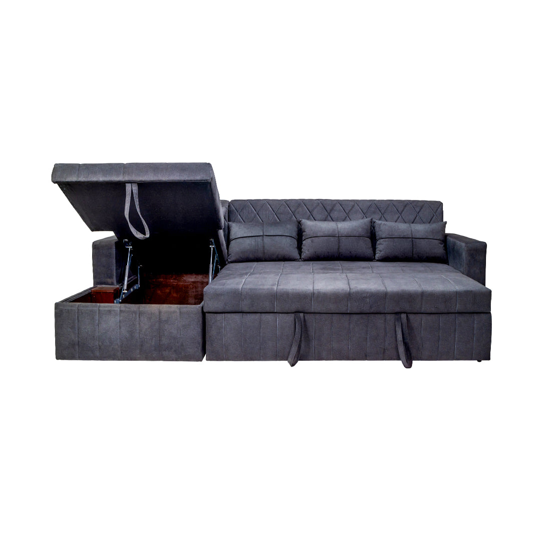 Oslo Modern Fabric Sofa Cum Bed - Dark Grey_3