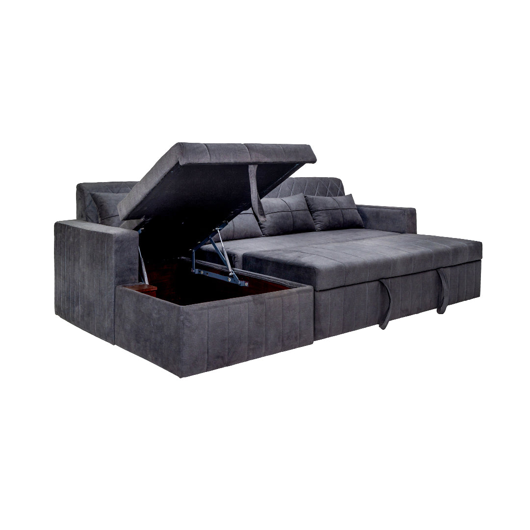Oslo Modern Fabric Sofa Cum Bed - Dark Grey_5