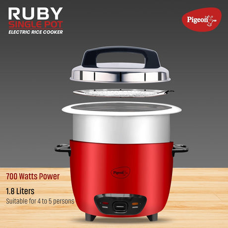 Pigeon Electric Rice Cooker ERC RUBY DX 1.8 L- Red
