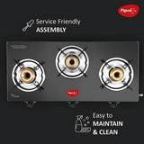 Pigeon 16474 Ayush Premium Glass Top 3 Burner Gas Stove – Black