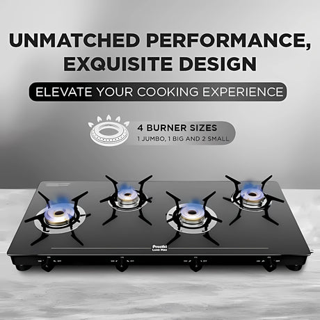 PREETHI GTS418 LUXE MAX 4Burner Gas Stove 4 Burner - Black
