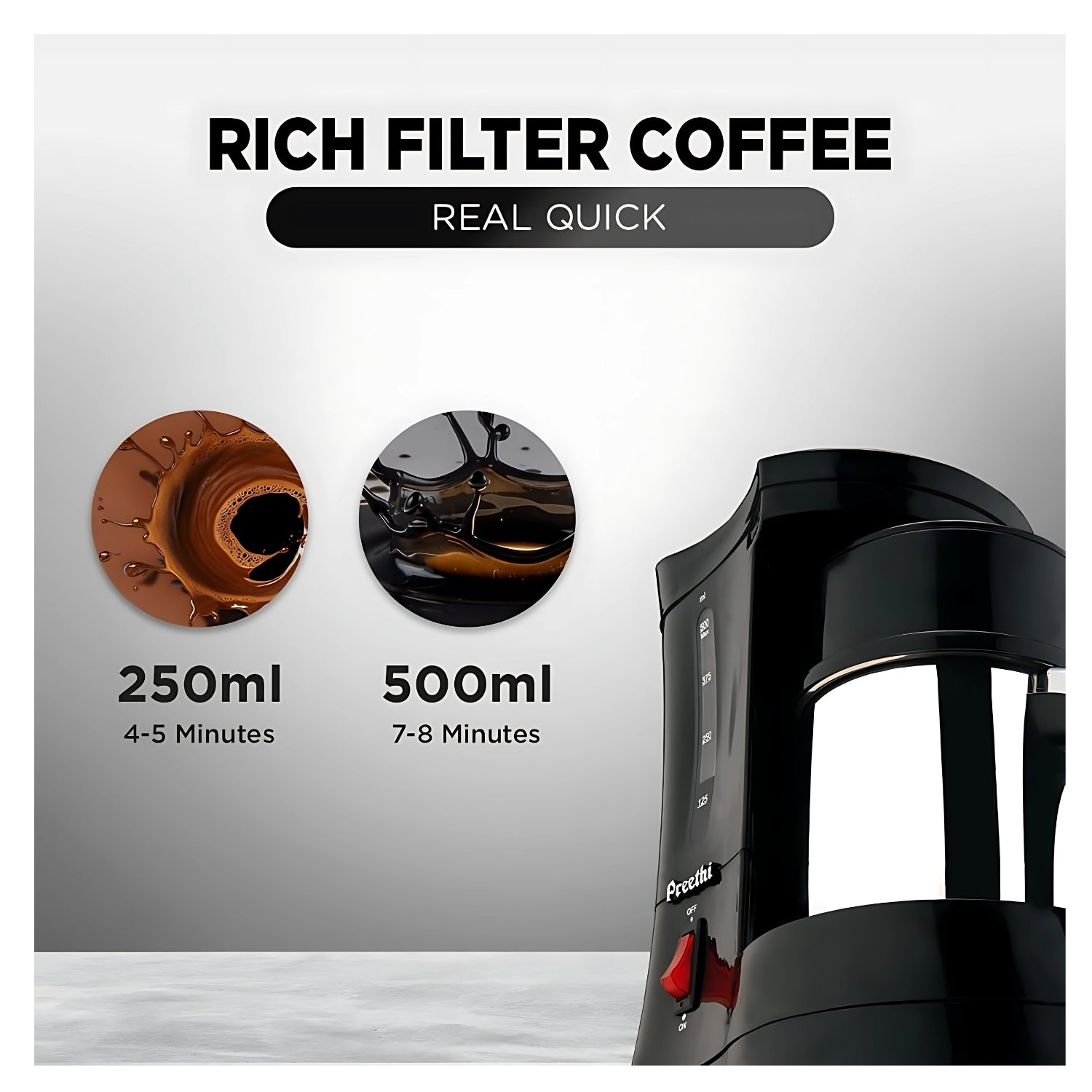 PREETHI Cafe Zest CM-210 500ml Capacity Electric Coffee Maker - Black - Image 3 - Buy Online at Chera Home Junction Coimbatore