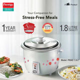 Prestige PRWO 41270 Electric Rice Cooker 1.8 L - White with Red