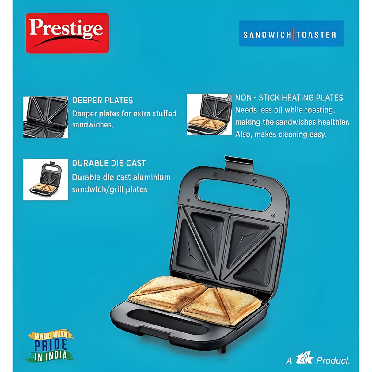 PRESTIGE PSDP 01 42267 2-Slice 750 W Deep Plate Sandwich Maker – Black_3