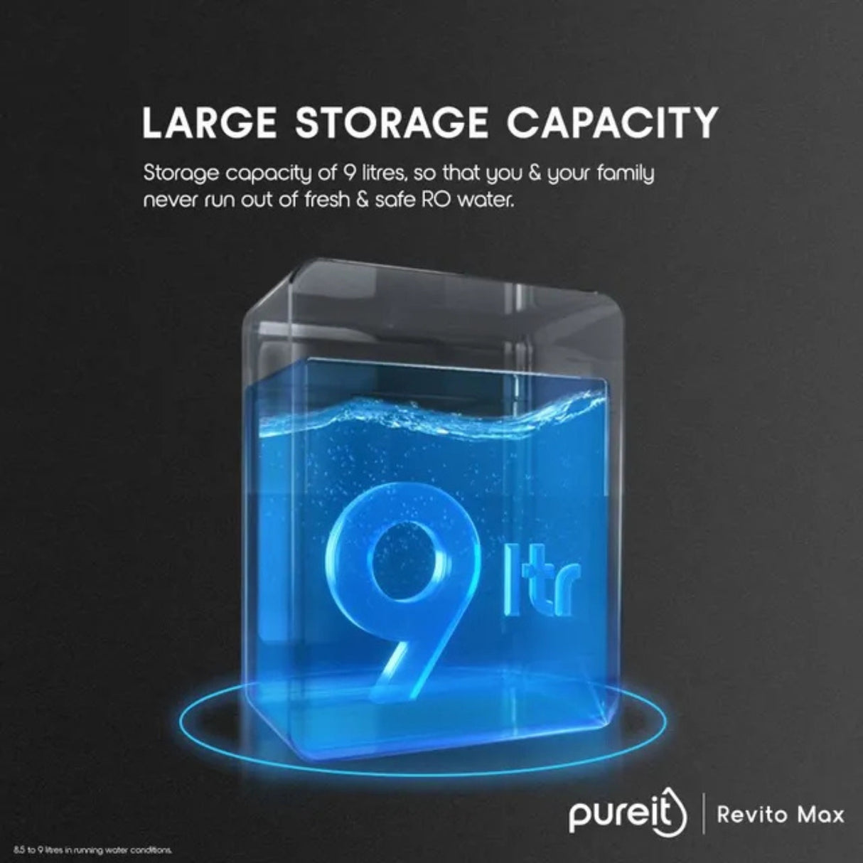 Pureit RO+UV+MF  Revito Max WR5940P Water Purifier 9 L - Black