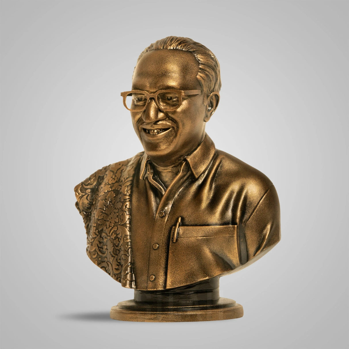 Perasiriyar Anbazhagan Bust  8 In Sculpture - Antique Bronze