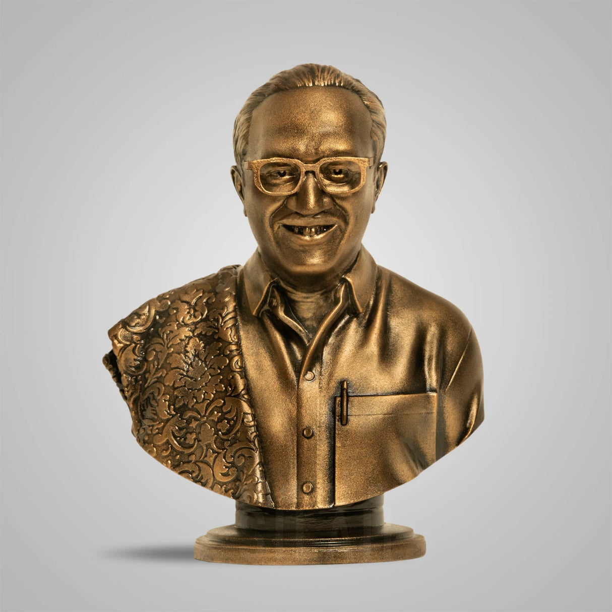 Perasiriyar Anbazhagan Bust  8 In Sculpture - Antique Bronze