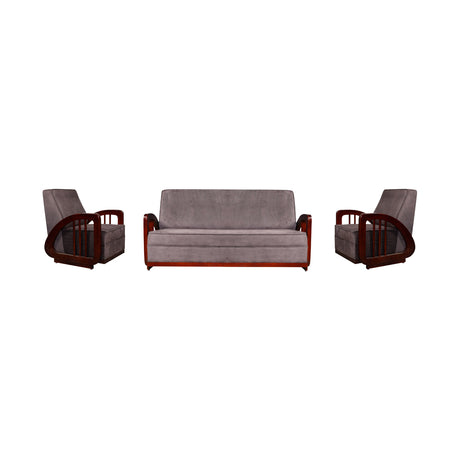 Peru Wooden Sofa Set (3+1+1-Seater) - Teak Finish_1