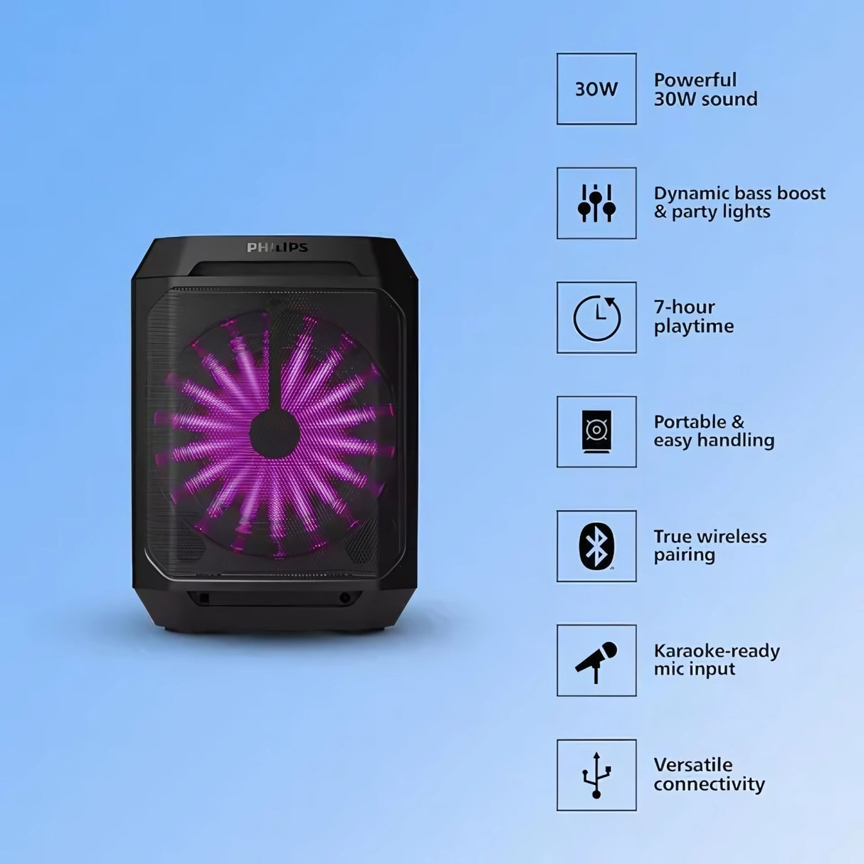Philips Mini Party Box Bluetooth Party Speaker 30W - Black