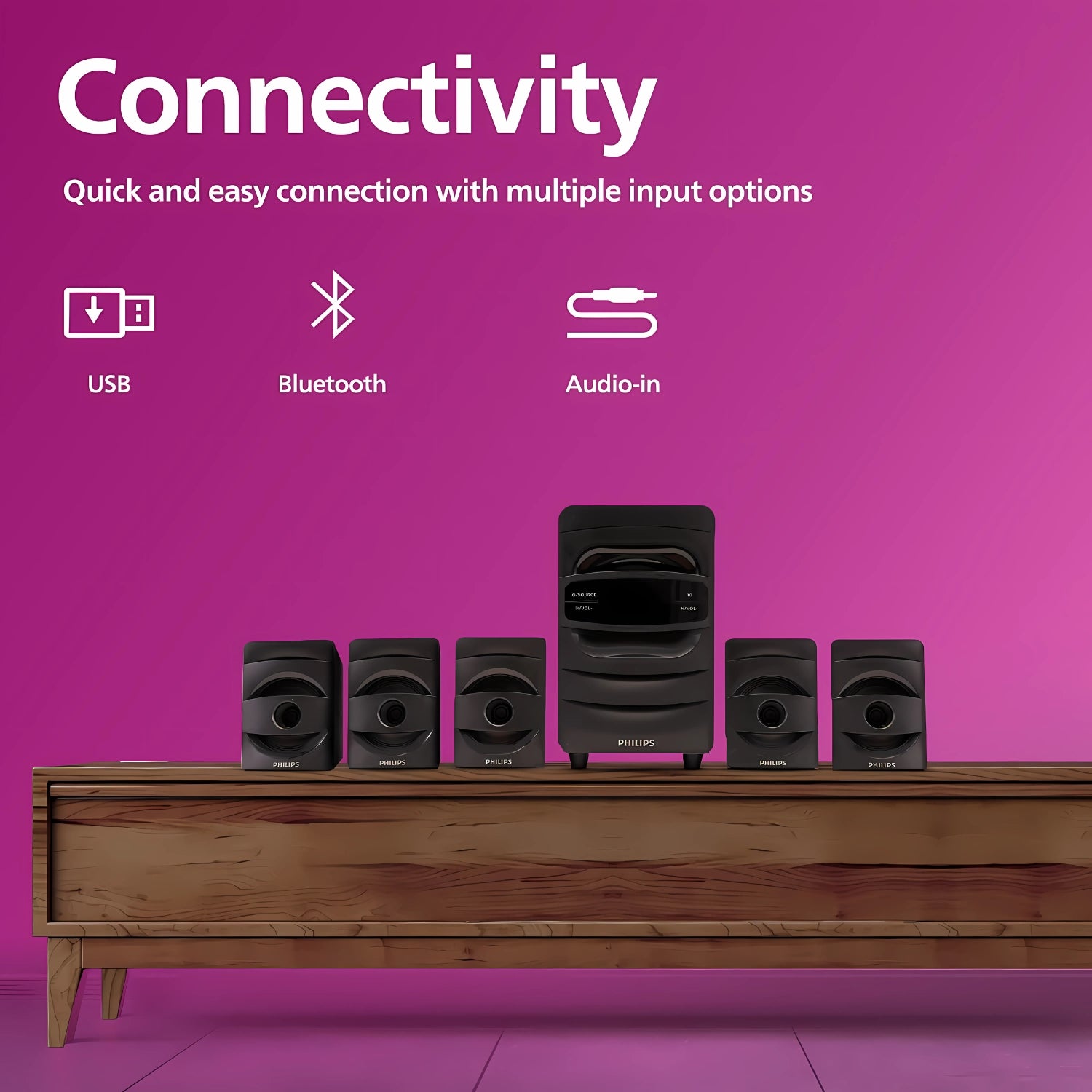 Philips SPA5128B 94 5.1 Channel Speaker 40W - Black_4