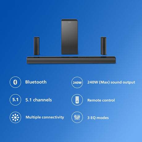 Philips TAB4518 Soundbar with 5.1 Channel 240 W - Black_Features View