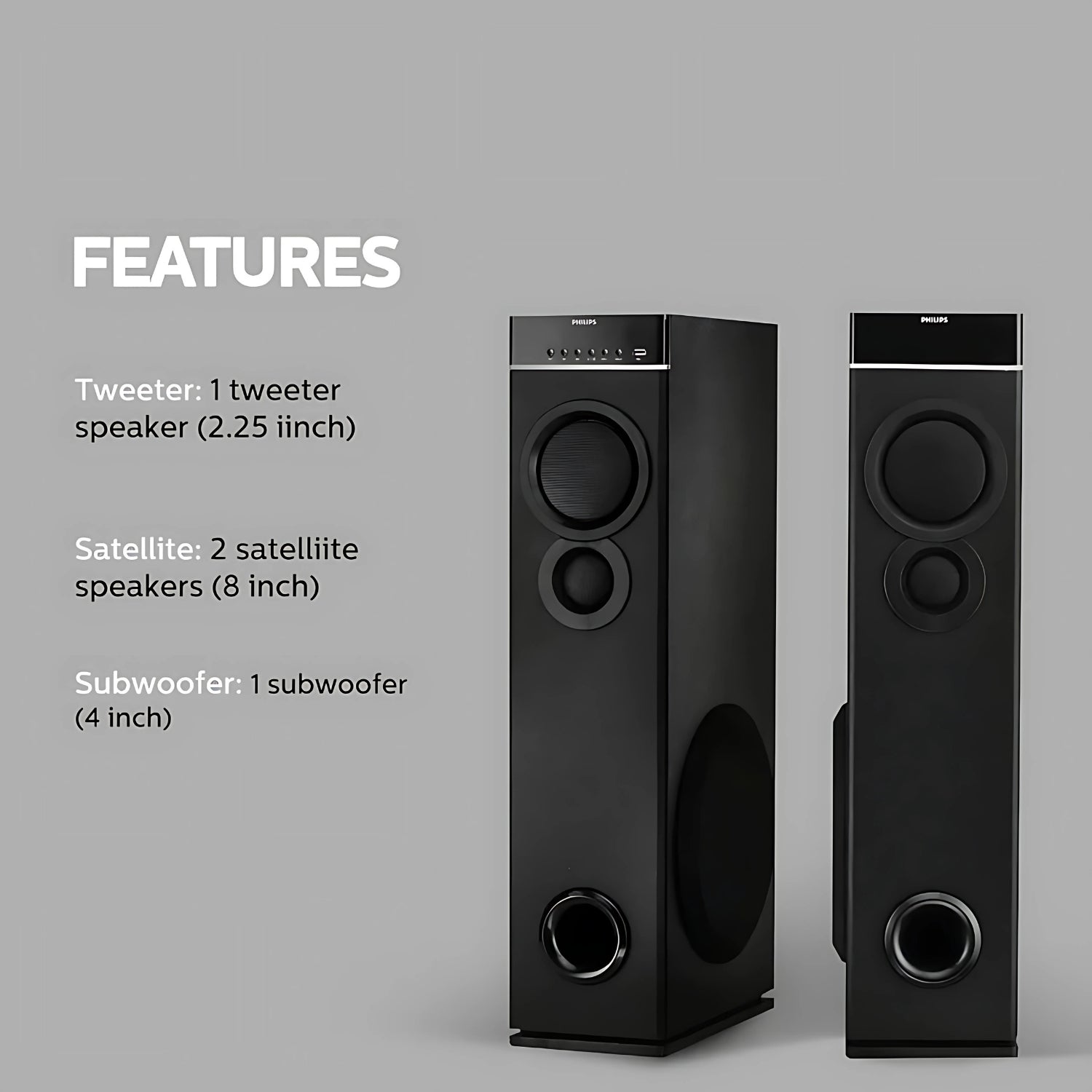 Philips Tower Speaker 2.0 SPA9080B/94 80W - Black_8