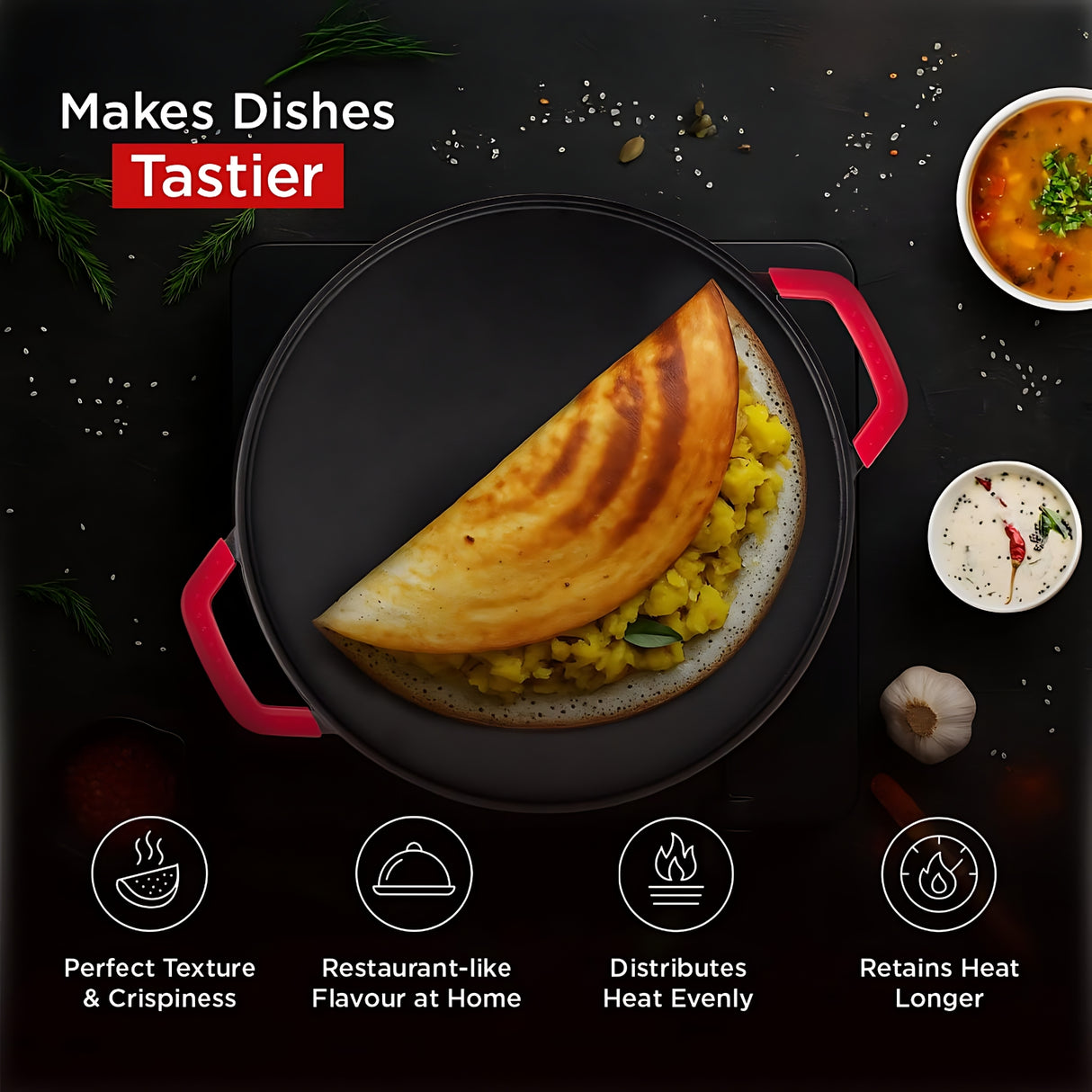 Pigeon Cast Iron Dosa Tawa 30 cm – Black