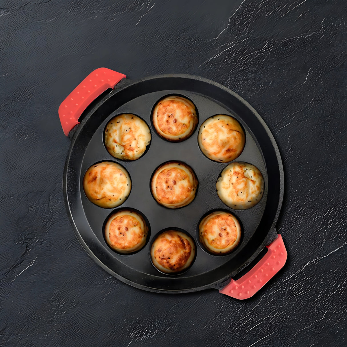 Pigeon Imperi Cast Iron Paniyarkkal 9 Cavity - Black