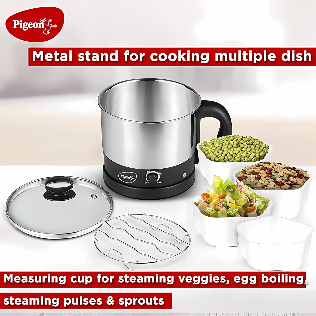 Pigeon 14432 Multipurpose Kettle 1.2 L – Black and Silver_5