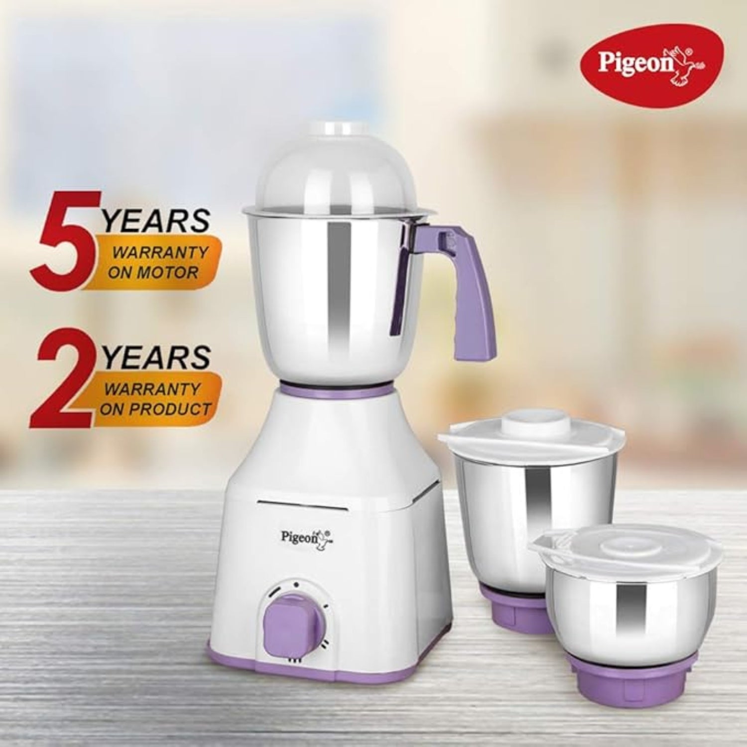 Pigeon 16085 Excella 550W Mixer Grinder with 3 Jars – White_6