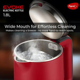 Pigeon Evoke 1500 W  360° Cordless Base 1.8 L Stainless Steel Electric Kettle – Red