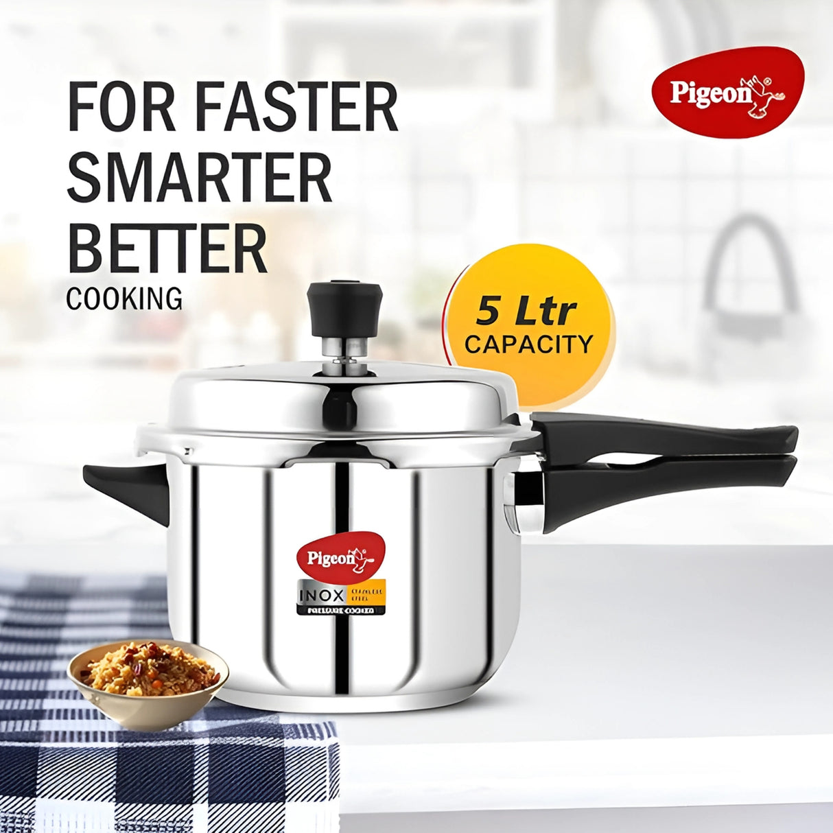 Pigeon Inox SS Pressure Cooker 5 L