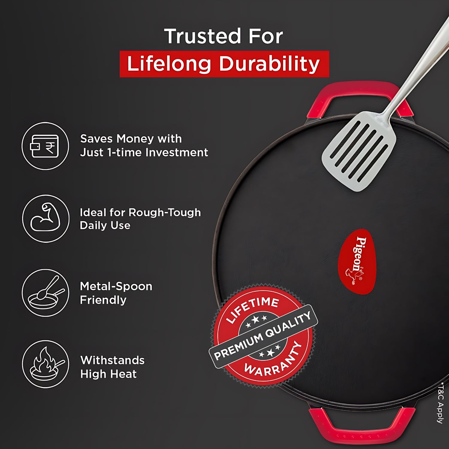 Pigeon Cast Iron Dosa Tawa 30 cm – Black_6