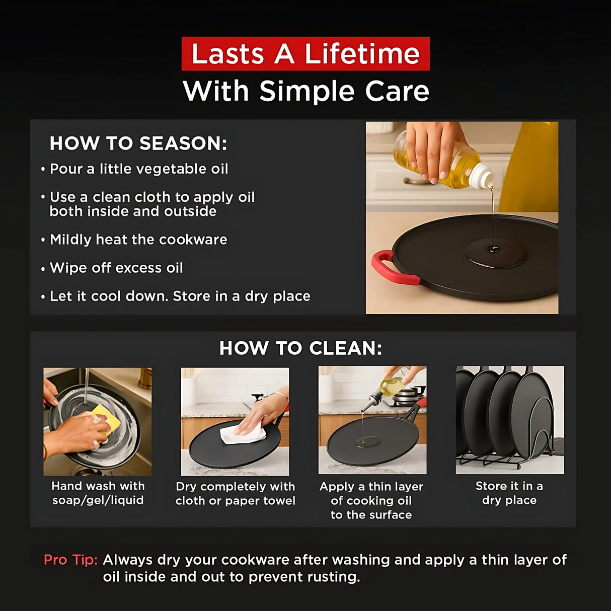 Pigeon Cast Iron Dosa Tawa 30 cm – Black_9