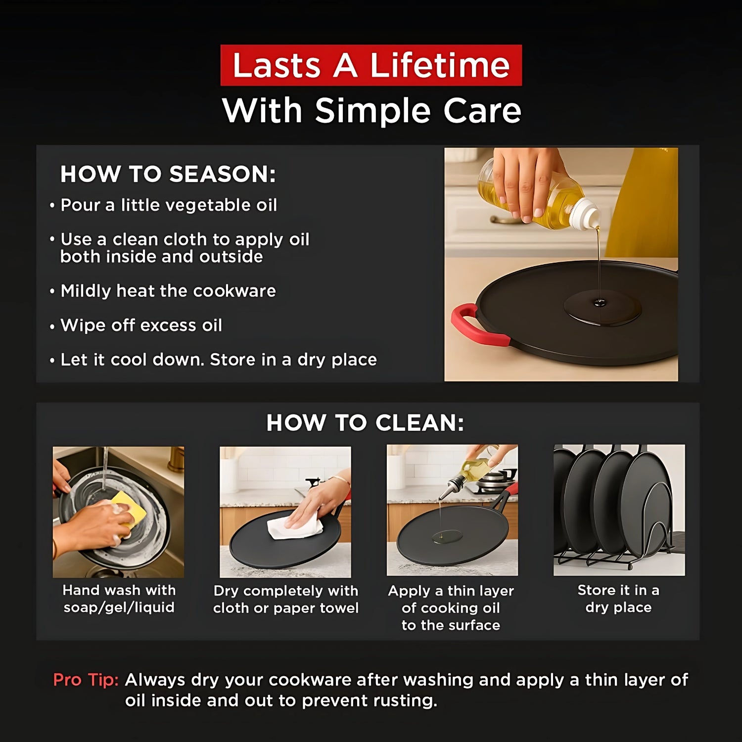 Pigeon Cast Iron Dosa Tawa 30 cm – Black_9