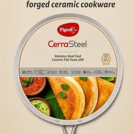 Pigeon Cerra Steel Clad Ceramic Flat Tawa 280 mm_Features 2