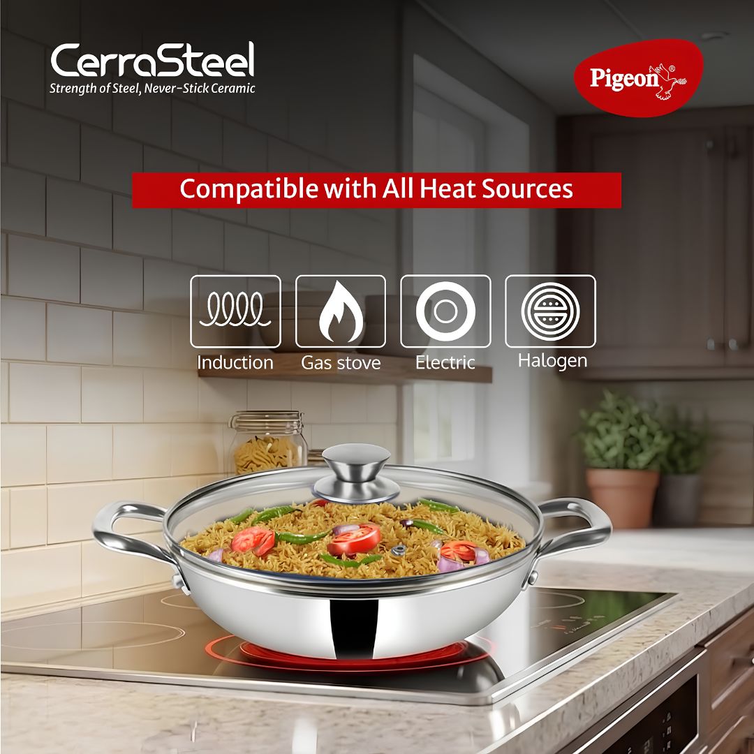 Pigeon Cerrasteel Stainless Steel Clad Ceramic Kadai 240 mm_Features 4