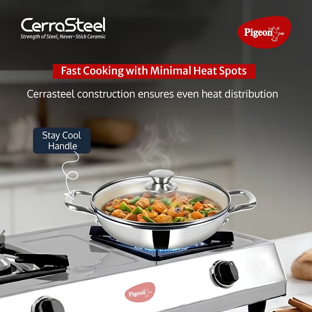 Pigeon Cerrasteel Stainless Steel Clad Ceramic Kadai 240 mm_Features 5