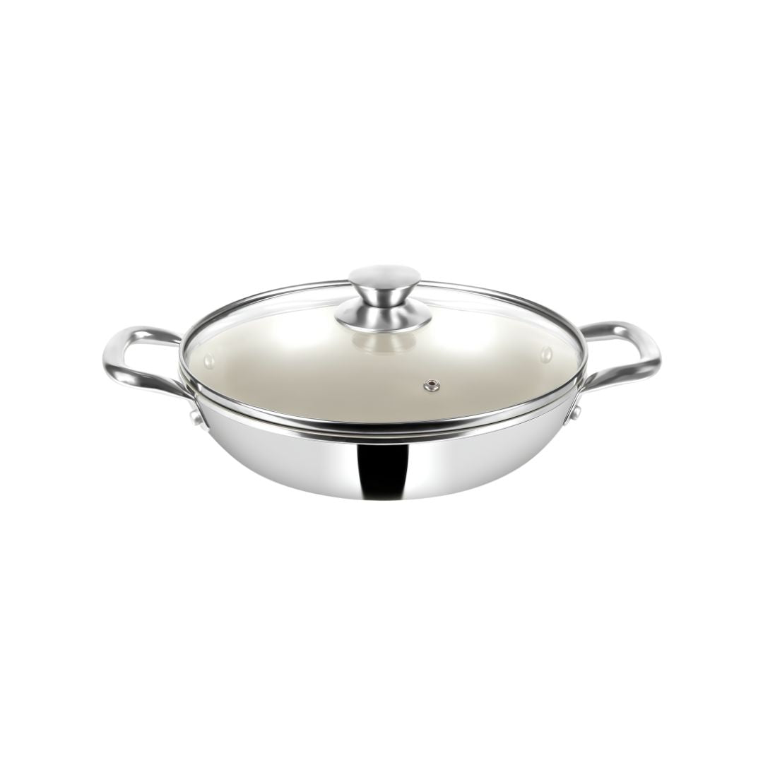 Pigeon Cerrasteel Stainless Steel Clad Ceramic Kadai 240 mm_Front View