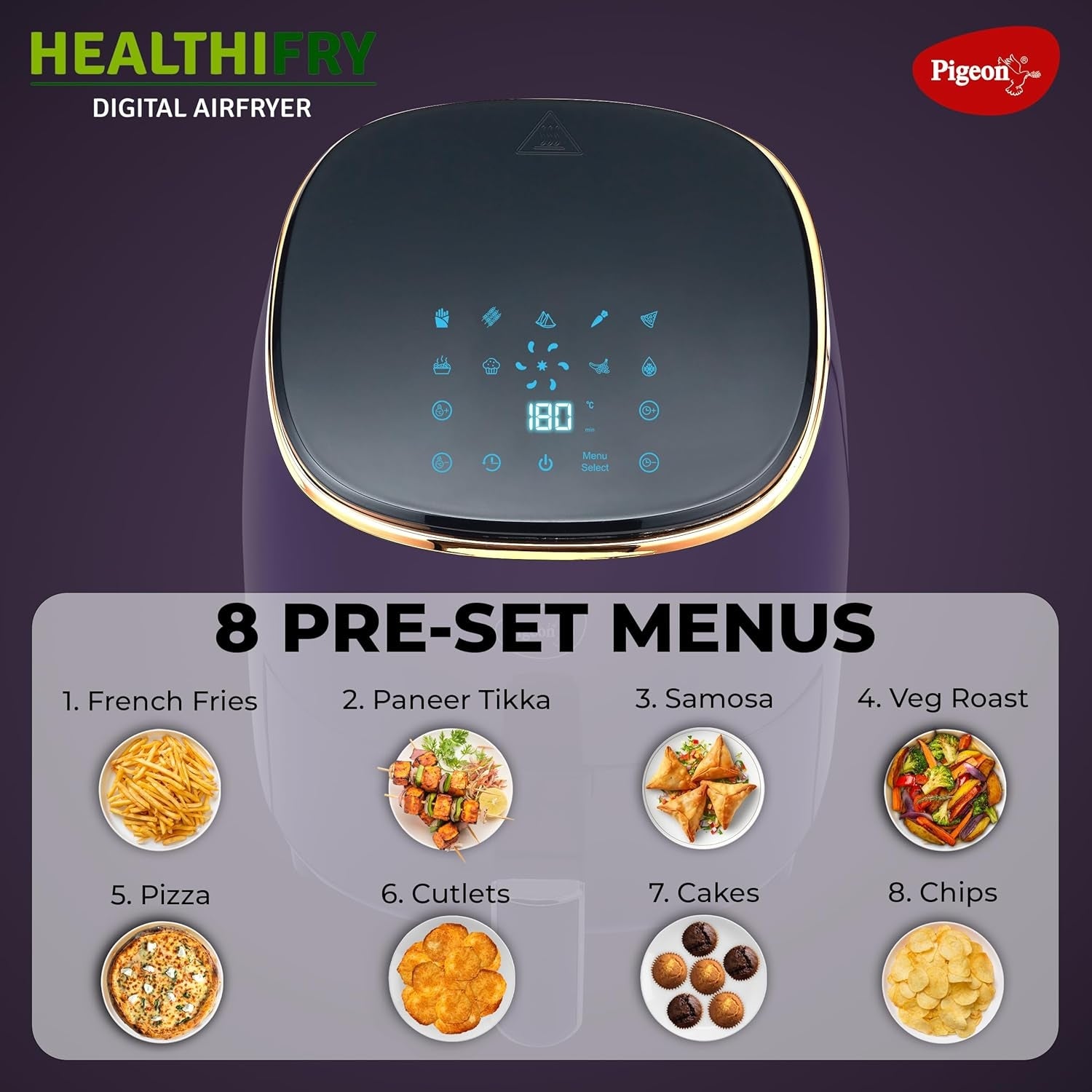 Pigeon Health Fry Air Fryer 4.5 L - Purple_3