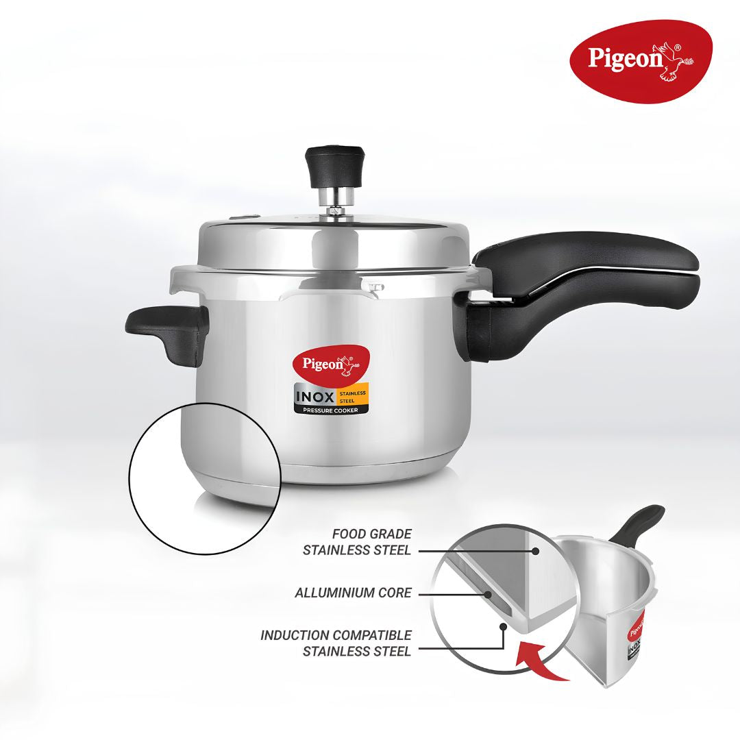 Pigeon Inox SS Outer Lid Pressure Cooker Combo Pack - 5 L _ 3.5 L _Features 4