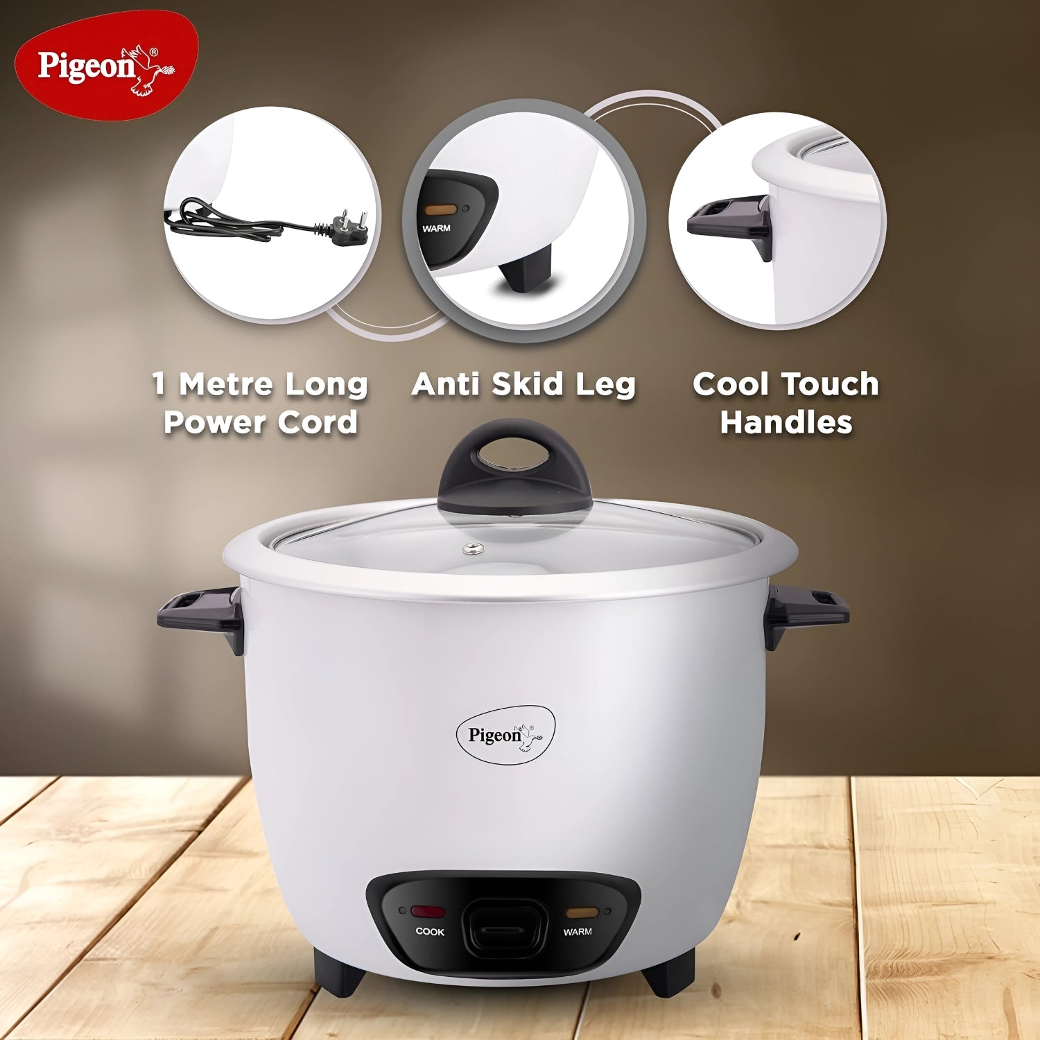 Pigeon Joy Unlimited ERC-SDX 388 Electric Rice Cooker 1 L – White_3