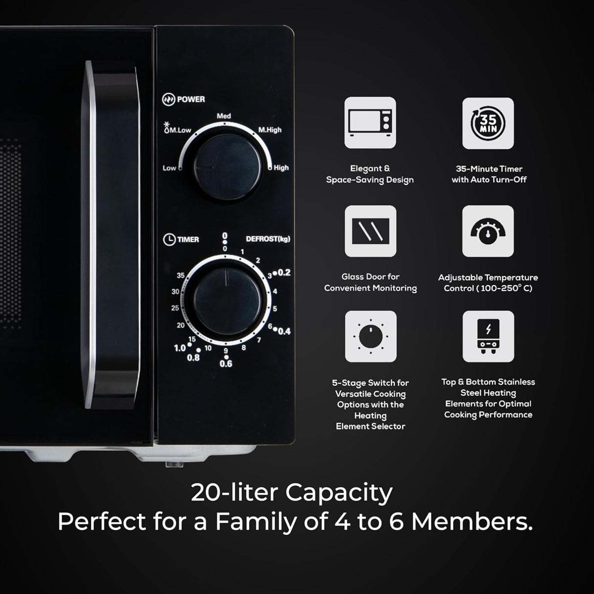 Pigeon Nano Wave Solo Microwave Oven 20 L - Black_4