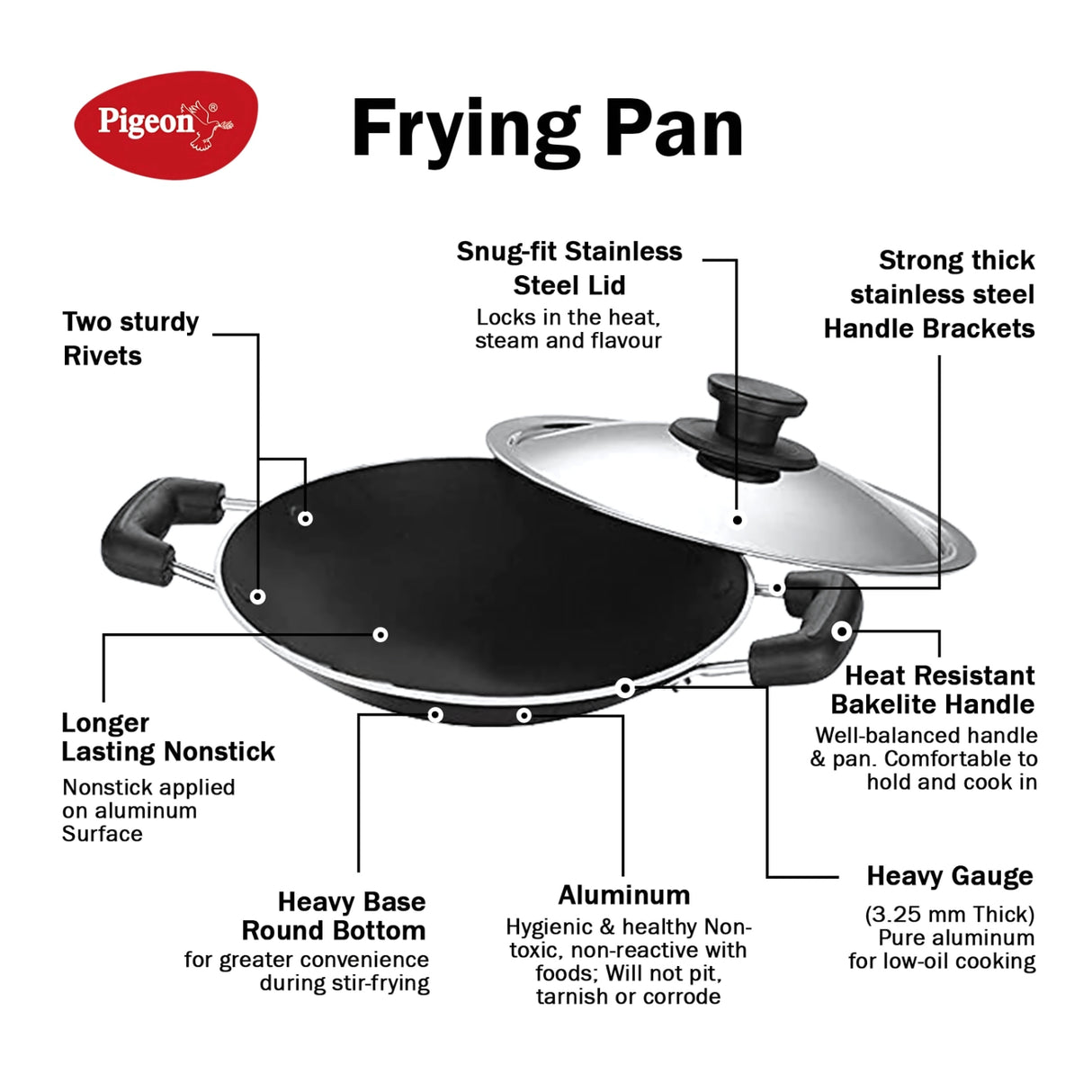 Pigeon Special Non Stick Appachatty with SS Lid 200 mm - Black_4