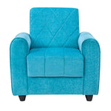 Porto Pro Premium Short Rise Fabric Sofa 1 Seater Sofa - Blue