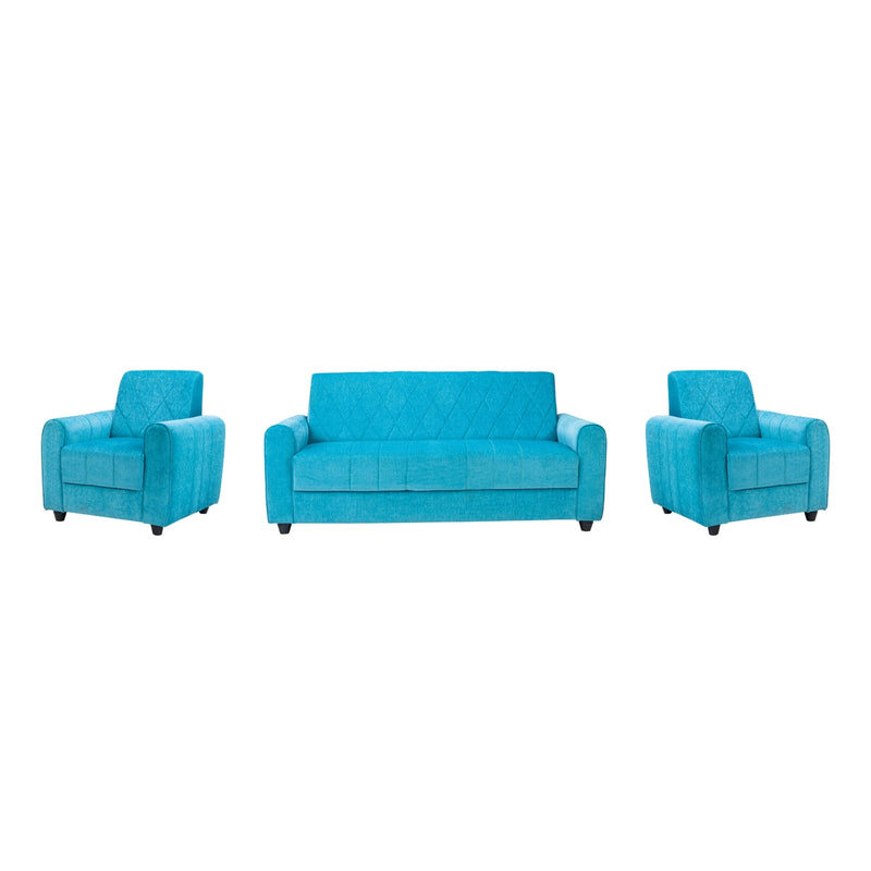 Porto Pro Premium Short Rise Fabric Sofa Set (3+1+1 Seater) - Blue