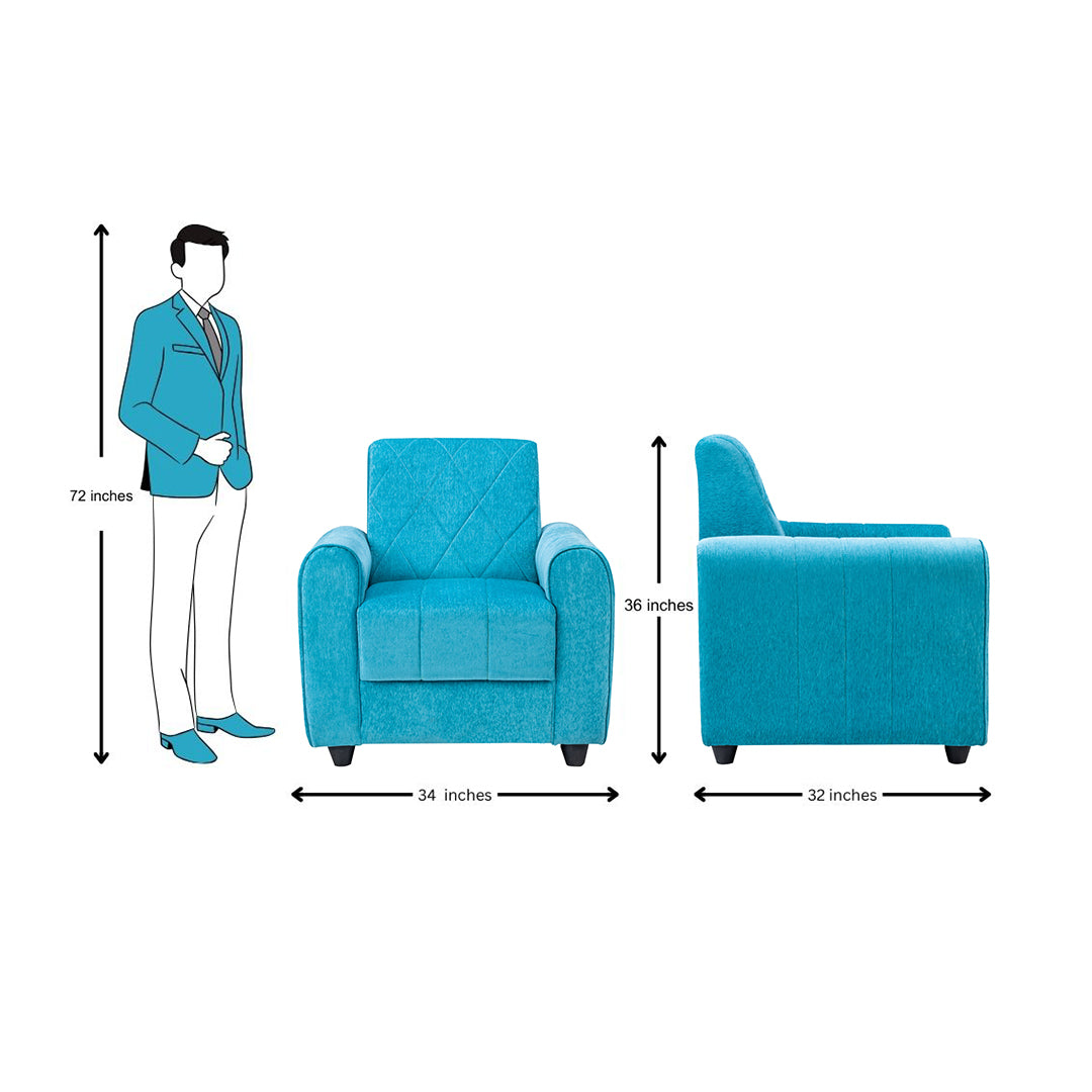 Porto Premium Short Rise Fabric Sofa 1-Seater Sofa - Blue_5
