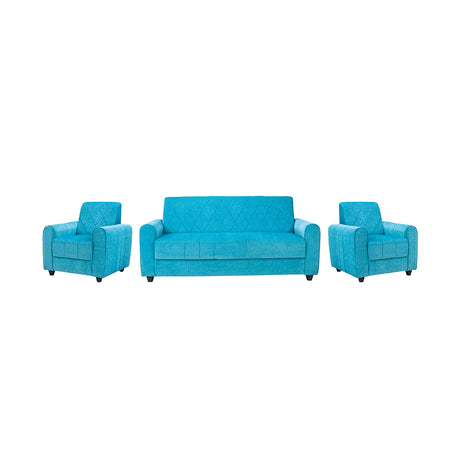 Porto Premium Short Rise Fabric Sofa Set (3+1+1-Seater) - Blue_1