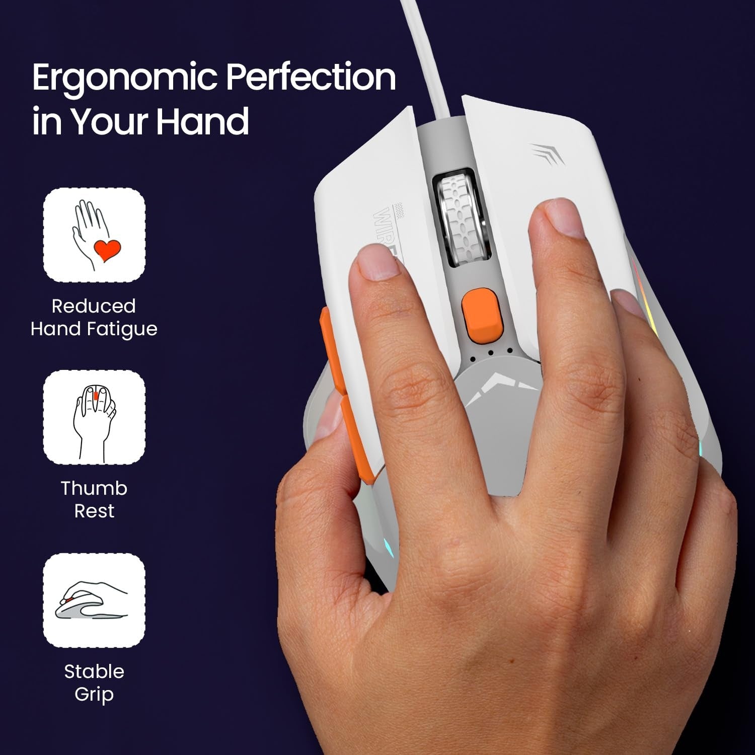 Portronics Vader Wired Gaming Mouse - Grey - Image 3 - Buy Online at Chera Home Junction Coimbatore