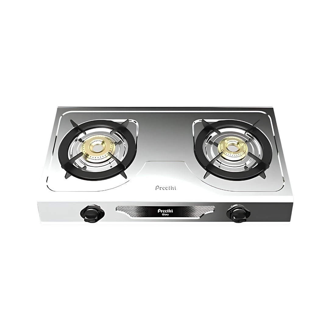 Preethi  SSGS012 Glory 2-Burner Stainless Steel Gas Stove – Silver