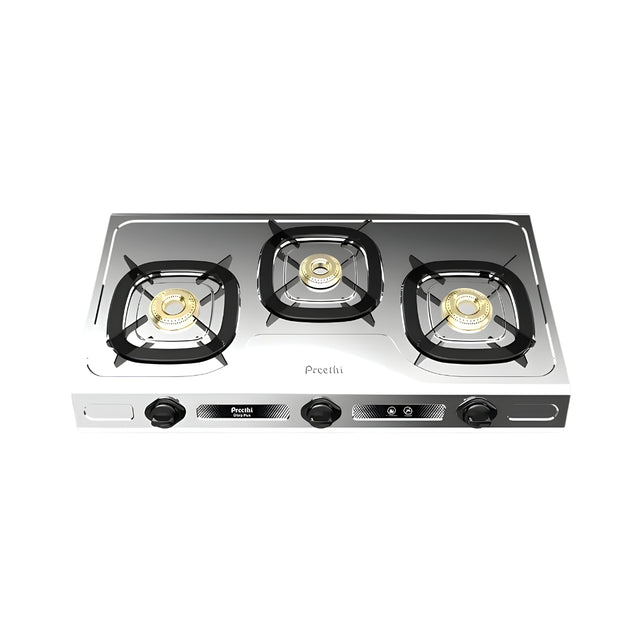 PreethiSSGS014GloryPlus3-BurnerStainlessSteelGasStove_Silver_FrontView_1