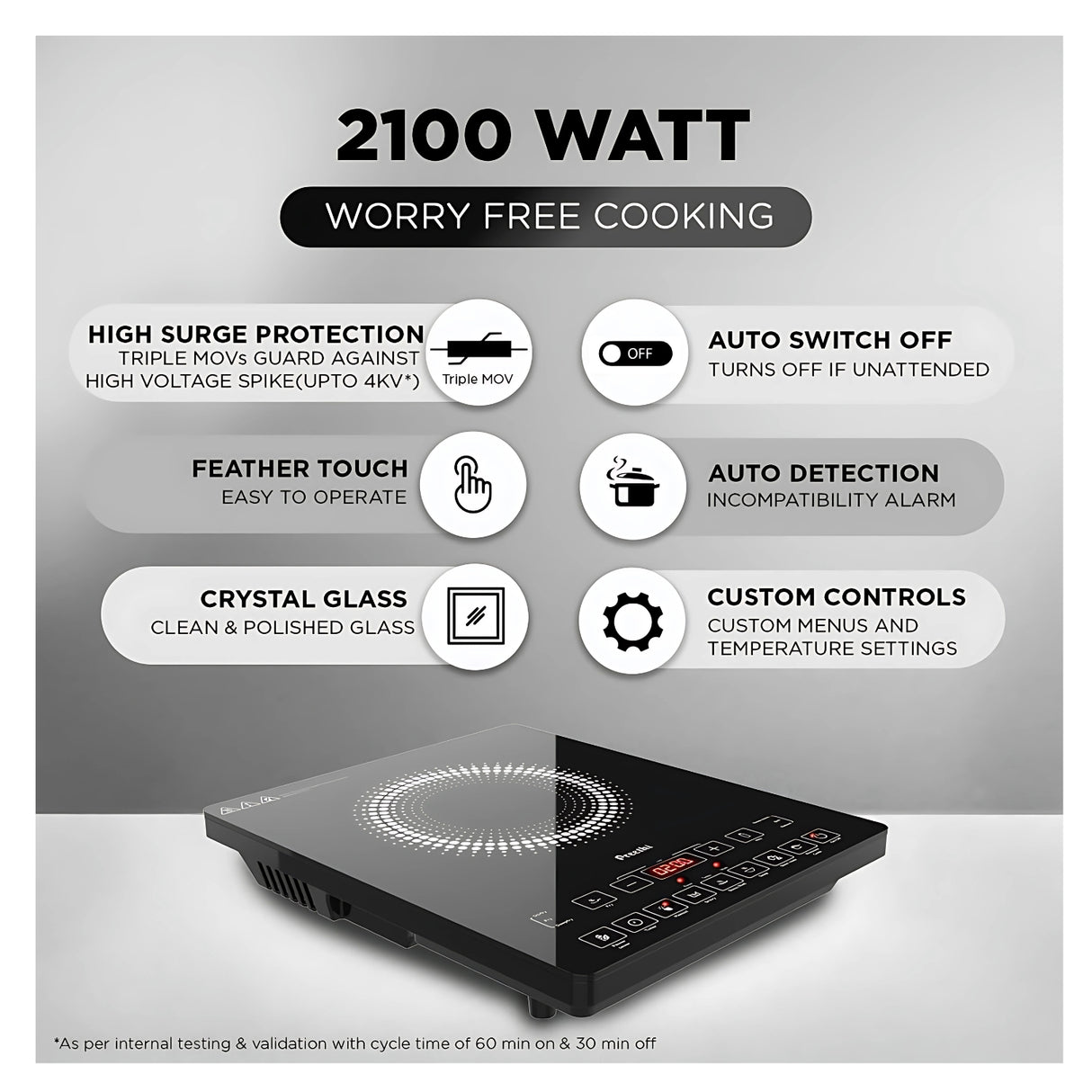 Preethi Induction cook Top IC125 Induction Cooktop 2100 W - Black