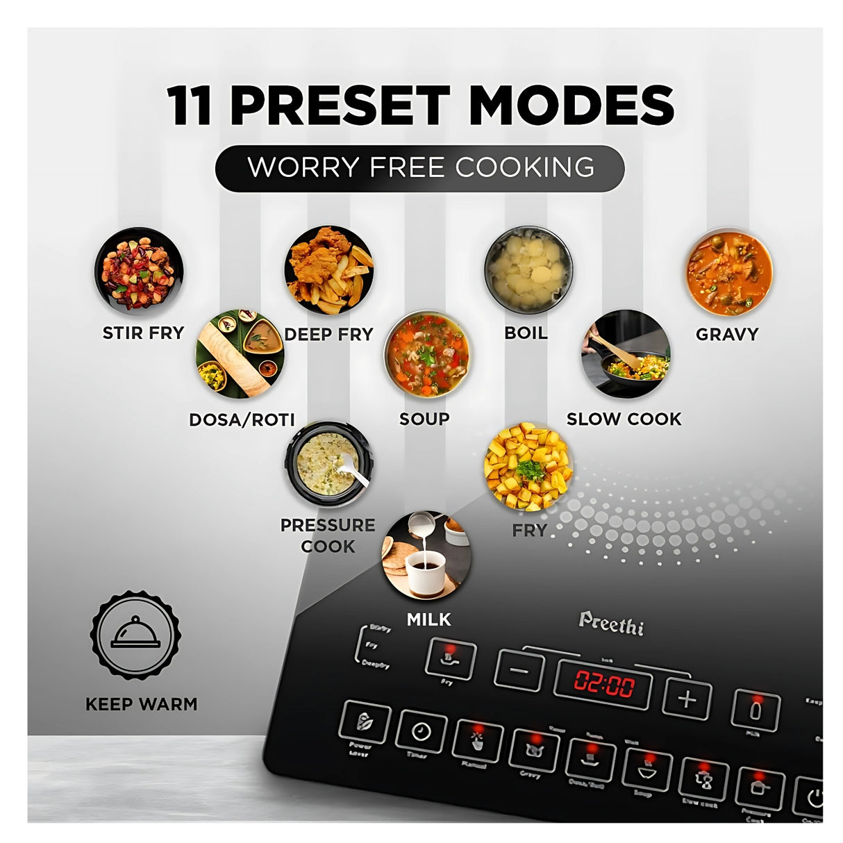 Preethi Induction cook Top IC125 Induction Cooktop 2100 W - Black