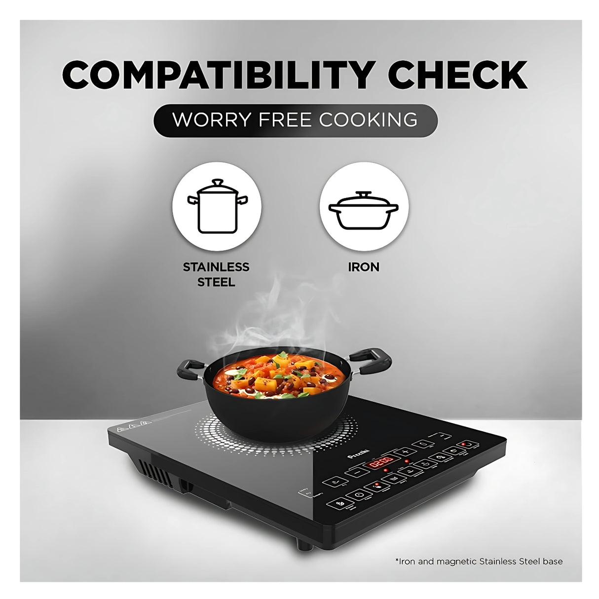 Preethi Induction cook Top IC125 Induction Cooktop 2100 W - Black
