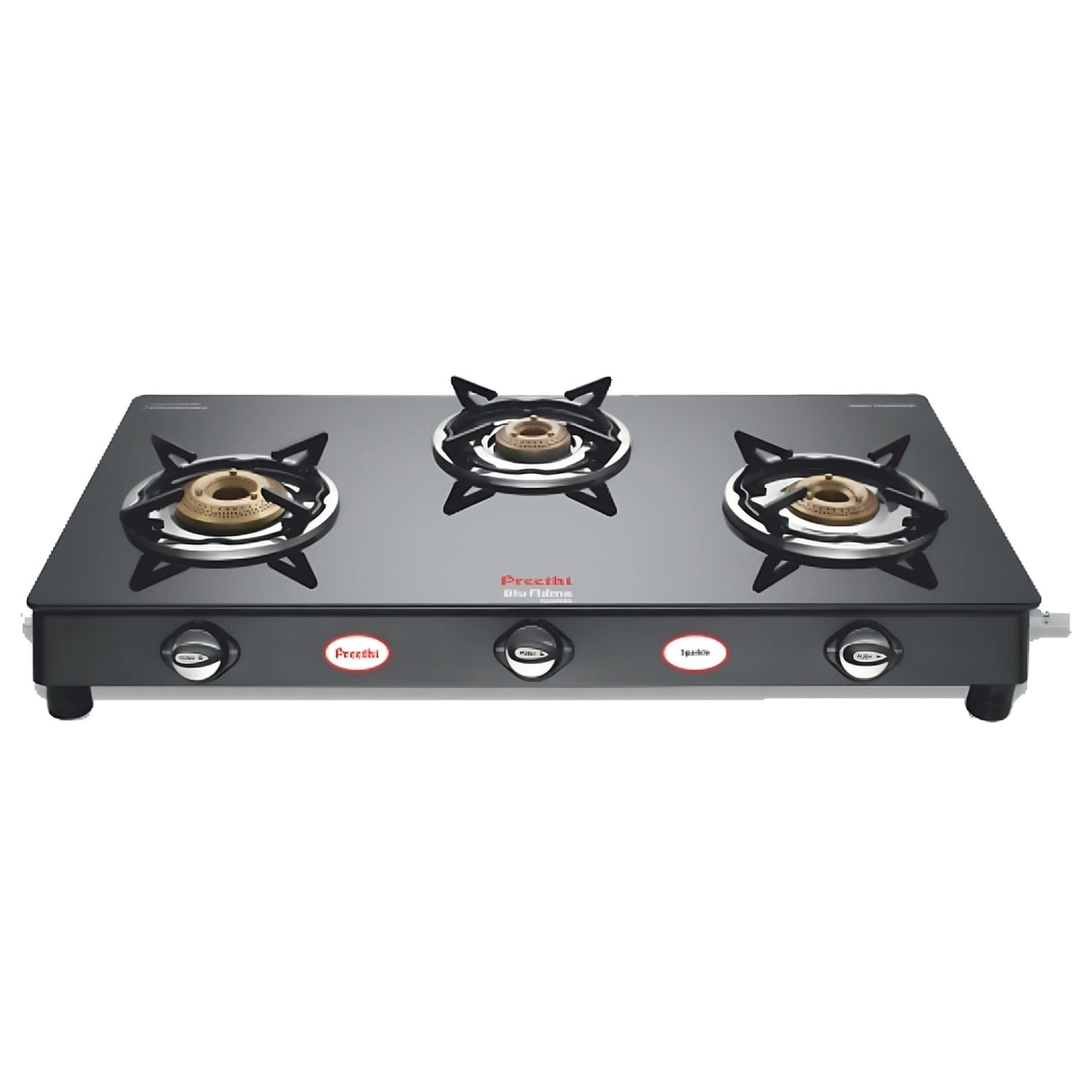 Preethi GTS 104 Sparkle 3 Burner T-Pipe Gas Stove – Black